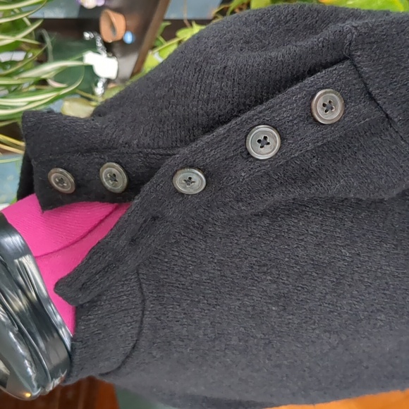 Loft Button Shoulder Tunic Length Vented Hem Sweater Black SP - Picture 7 of 11